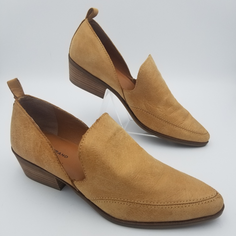 Lucky Brand Mahzan Pointy Toe Flat Slip-on Loafers, Tan Leather, Women's Size 9